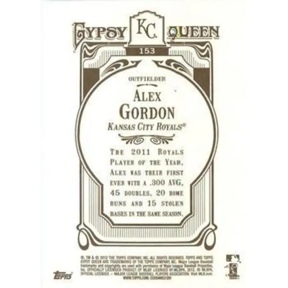 2012 Topps Gypsy Queen Alex Gordon # 153 Kansas City Royals